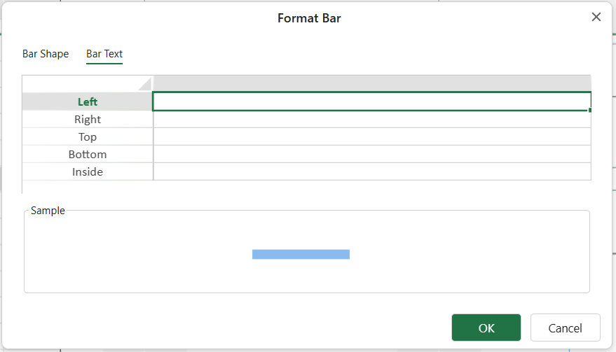 SpreadJS Designer Format Bar dialog assigns worksheet column information to text positions surrounding or inside the selected taskbar.