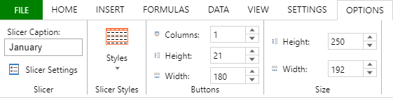 Options tab