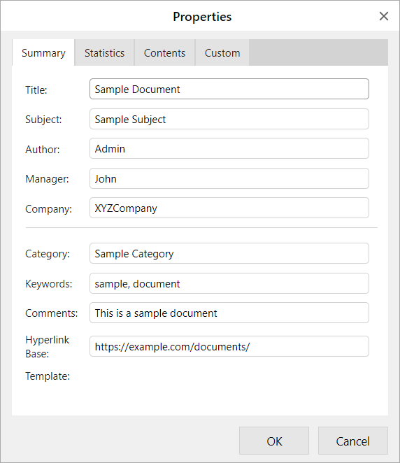 Properties dialog.bfefcc