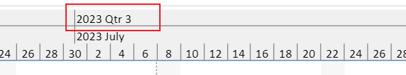 SpreadJS GanttSheet displays Top Tier Column gridlines that separate the largest time units across the timescale header.